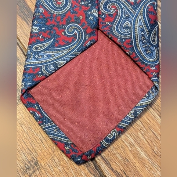 Fratelli tie 100% silk handmade in Italy red/blue paisley - Picture 4 of 6